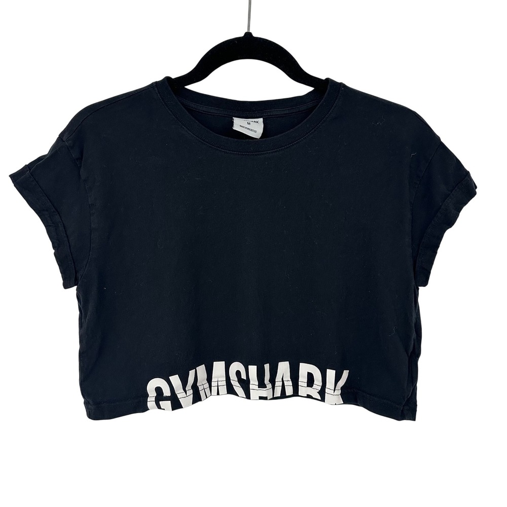 Gymshark Black Crop Top with White Logo